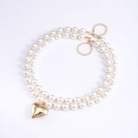 Elegant Cute Heart Shape Artificial Pearl Alloy Plastic Wholesale Double Layer Necklaces sku image 1