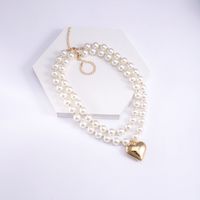 Elegant Cute Heart Shape Artificial Pearl Alloy Plastic Wholesale Double Layer Necklaces main image 5
