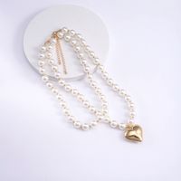 Elegant Cute Heart Shape Artificial Pearl Alloy Plastic Wholesale Double Layer Necklaces main image 6