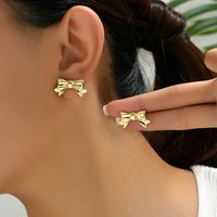 1 Pair Simple Style Insect Bow Knot Pearl Inlay Alloy Zinc Rhinestones Drop Earrings Ear Studs main image 1