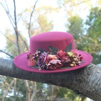 Women's Elegant Retro Solid Color Flowers Wide Eaves Fedora Hat main image 5