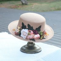 Women's Elegant Retro Solid Color Flowers Wide Eaves Fedora Hat sku image 5