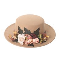 Frau Elegant Retro Einfarbig Blumen Breite Traufen Fedora-hut main image 4