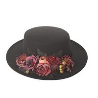 Women's Elegant Retro Solid Color Flowers Wide Eaves Fedora Hat main image 3