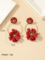 1 Pair Fairy Style Retro Korean Style Flower Plating Alloy Drop Earrings main image 9