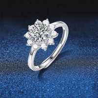 Elegant Klassischer Stil Blume Sterling Silber Gra Überzug Inlay Moissanit 18 Karat Vergoldet Ringe main image 1