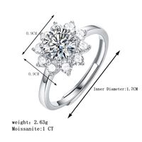 Elegant Classic Style Flower Sterling Silver Gra Plating Inlay Moissanite 18k Gold Plated Rings main image 2