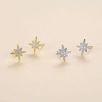 1 Pair Simple Style Constellation Star Plating Inlay Copper Zircon Gold Plated Ear Studs main image 1