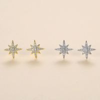 1 Pair Simple Style Constellation Star Plating Inlay Copper Zircon Gold Plated Ear Studs main image 3