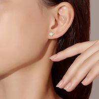 1 Pair Simple Style Constellation Star Plating Inlay Copper Zircon Gold Plated Ear Studs main image 4