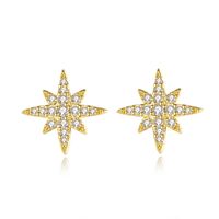 1 Pair Simple Style Constellation Star Plating Inlay Copper Zircon Gold Plated Ear Studs main image 5