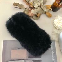 Simple Style Solid Color Rabbit Fur Hair Band sku image 1