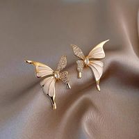 1 Pair Elegant Sweet Butterfly Enamel Plating Inlay Alloy Crystal Gold Plated Ear Studs main image 4