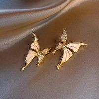 1 Pair Elegant Sweet Butterfly Enamel Plating Inlay Alloy Crystal Gold Plated Ear Studs main image 5