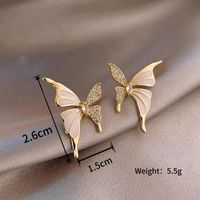 1 Pair Elegant Sweet Butterfly Enamel Plating Inlay Alloy Crystal Gold Plated Ear Studs main image 2