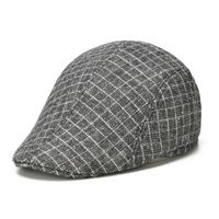 Unisex Retro British Style Plaid Curved Eaves Beret Hat main image 4