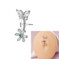 Simple Style Flower Butterfly Stainless Steel Inlay Zircon Belly Ring sku image 4