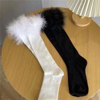 Women's Sweet Solid Color Cotton Feather Over The Knee Socks A Pair main image 3