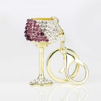 Elegant Lady Wine Glass Alloy Diamond Women's Bag Pendant Keychain main image 5