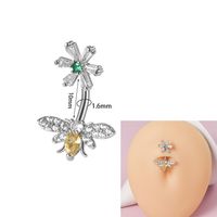 Simple Style Flower Butterfly Stainless Steel Inlay Zircon Belly Ring sku image 5