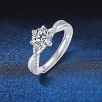 Wedding Formal Classic Style Solid Color Sterling Silver Gra Inlay Moissanite 18k Gold Plated Rings sku image 1