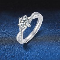 Wedding Formal Classic Style Solid Color Sterling Silver Gra Inlay Moissanite 18k Gold Plated Rings main image 6