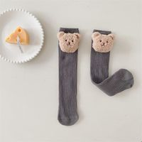 Girl's Cute Animal Solid Color Cotton Embroidery Over The Knee Socks 2 Pieces sku image 6