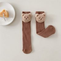 Girl's Cute Animal Solid Color Cotton Embroidery Over The Knee Socks 2 Pieces sku image 4