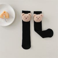 Girl's Cute Animal Solid Color Cotton Embroidery Over The Knee Socks 2 Pieces sku image 1