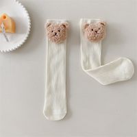 Girl's Cute Animal Solid Color Cotton Embroidery Over The Knee Socks 2 Pieces sku image 5