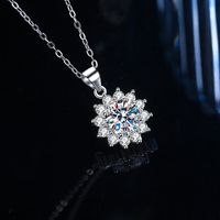 Elegant Luxurious Solid Color Sterling Silver Gra Plating Inlay Moissanite 18k Gold Plated Pendant Necklace main image 5