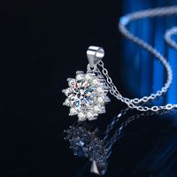 Elegant Luxurious Solid Color Sterling Silver Gra Plating Inlay Moissanite 18k Gold Plated Pendant Necklace main image 6