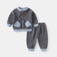 Casual Animal Stripe Solid Color Polyester Baby Clothing Sets sku image 1