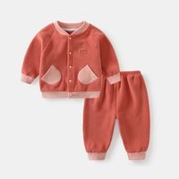 Casual Animal Stripe Solid Color Polyester Baby Clothing Sets sku image 4