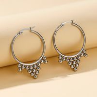 1 Pair Vintage Style Cool Style Round Solid Color Plating Stainless Steel Palladium White K Hoop Earrings main image 3