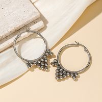 1 Pair Vintage Style Cool Style Round Solid Color Plating Stainless Steel Palladium White K Hoop Earrings main image 4