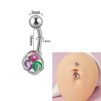 Simple Style Flower Butterfly Stainless Steel Inlay Zircon Belly Ring sku image 3