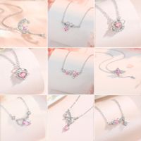 Elegant Lady Commute Heart Shape Sterling Silver Inlay Zircon White Gold Plated Pendant Necklace main image 3