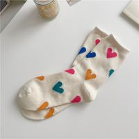 Women's Simple Style Heart Shape Cotton Jacquard Crew Socks A Pair sku image 2