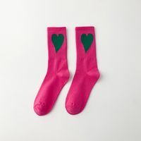 Frau Einfacher Stil Herzform Nylon Baumwolle Crew Socken Ein Paar sku image 3