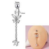 Simple Style Flower Butterfly Stainless Steel Inlay Zircon Belly Ring sku image 8