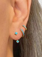 3 Pairs Vintage Style Geometric Color Block Plating Inlay Copper Turquoise Glass Hoop Earrings main image 1