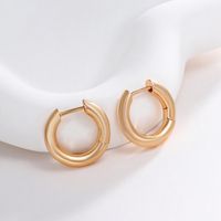 Wholesale Jewelry Xuping Simple Style Geometric Solid Color Alloy 18k Gold Plated Plating Hoop Earrings main image 6