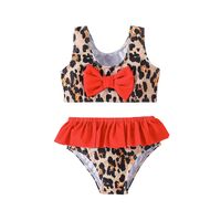 Mode Kinder Badeanzug Anzug Leopardenmuster Bikini Split Badeanzug Zweiteiliges Set sku image 1