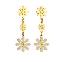 1 Pair Vintage Style Flower Plating 304 Stainless Steel No Inlaid 18K Gold Plated Drop Earrings main image 3
