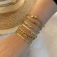 Simple Style Geometric Stainless Steel 18K Gold Plated Bracelets In Bulk main image 1