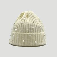 Women's Sweet Simple Style Solid Color Pearl Eaveless Wool Cap main image 5