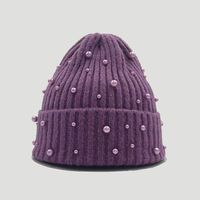 Women's Sweet Simple Style Solid Color Pearl Eaveless Wool Cap main image 1
