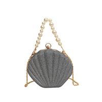 Women's Arylic Solid Color Streetwear Pearls Shell Hook Loop Dome Bag sku image 4
