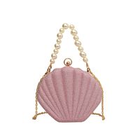 Women's Arylic Solid Color Streetwear Pearls Shell Hook Loop Dome Bag sku image 5